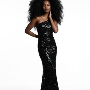 Elegant Black Sequin One-Shoulder Dress